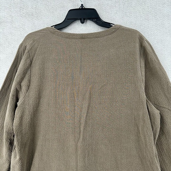 Pure J Jill Shirt Dress Women MEDIUM Taupe Textured Seersucker Laganlook Neutral - Picture 7 of 13